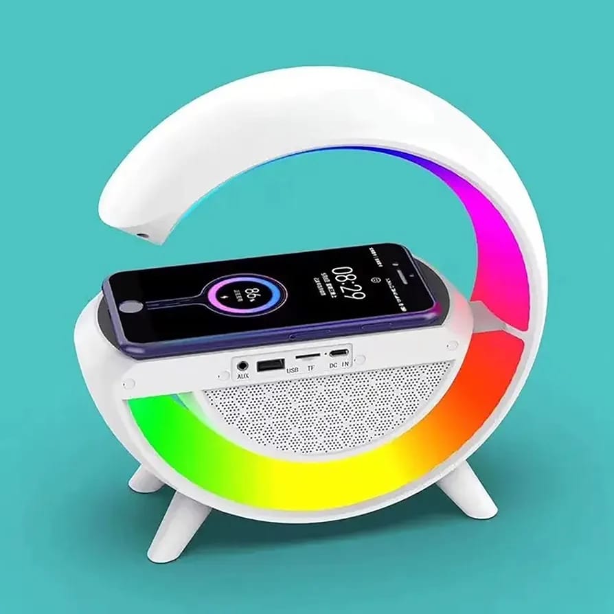 Bocina RGB con Reloj y Cargador Inalámbrico