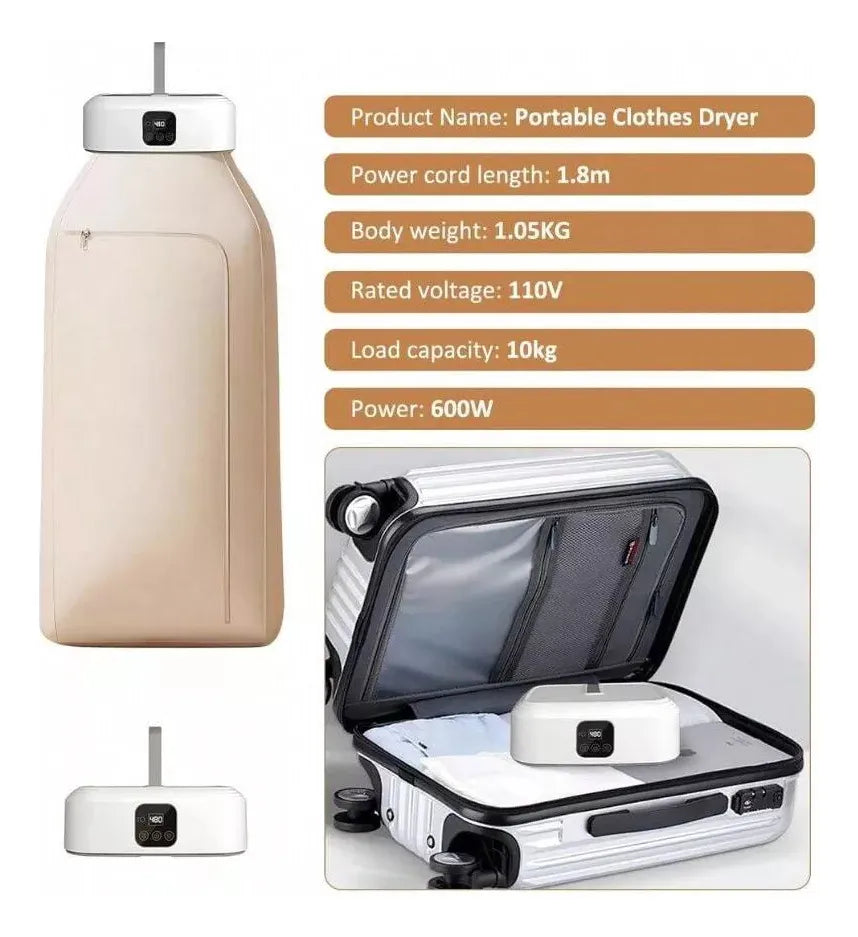 Secadora Portátil 600W - Ropa Seca en Minutos