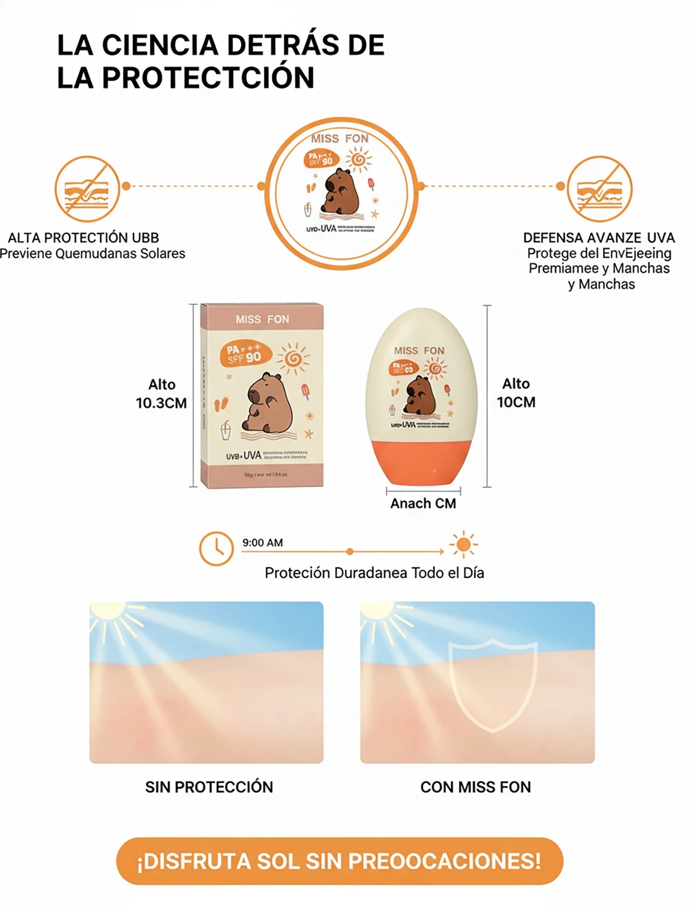 Protector Solar Facial MISS FON SPF 90+ PA+55G Alta Defensa UVB+UVA,