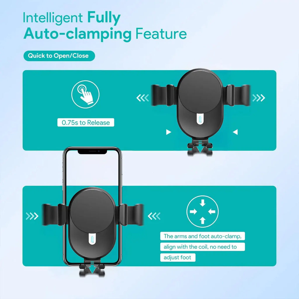 Soporte de Coche con Carga Inalámbrica para Celular – Rotación 360° | WOOX