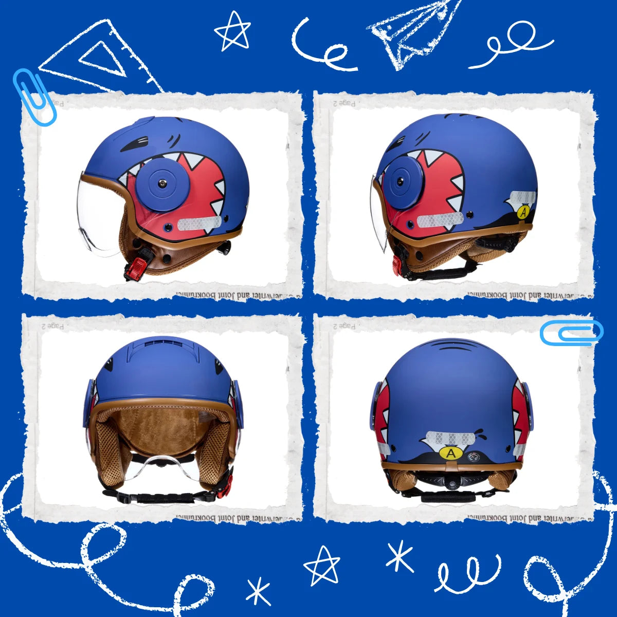 Casco Abierto Infantil para Moto y Motoneta TIBURÓN