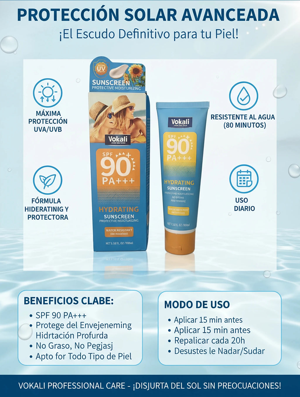 Vokali Sunscreen SPF 90+ PA+  High Protection UVA / UVB – Face & Body