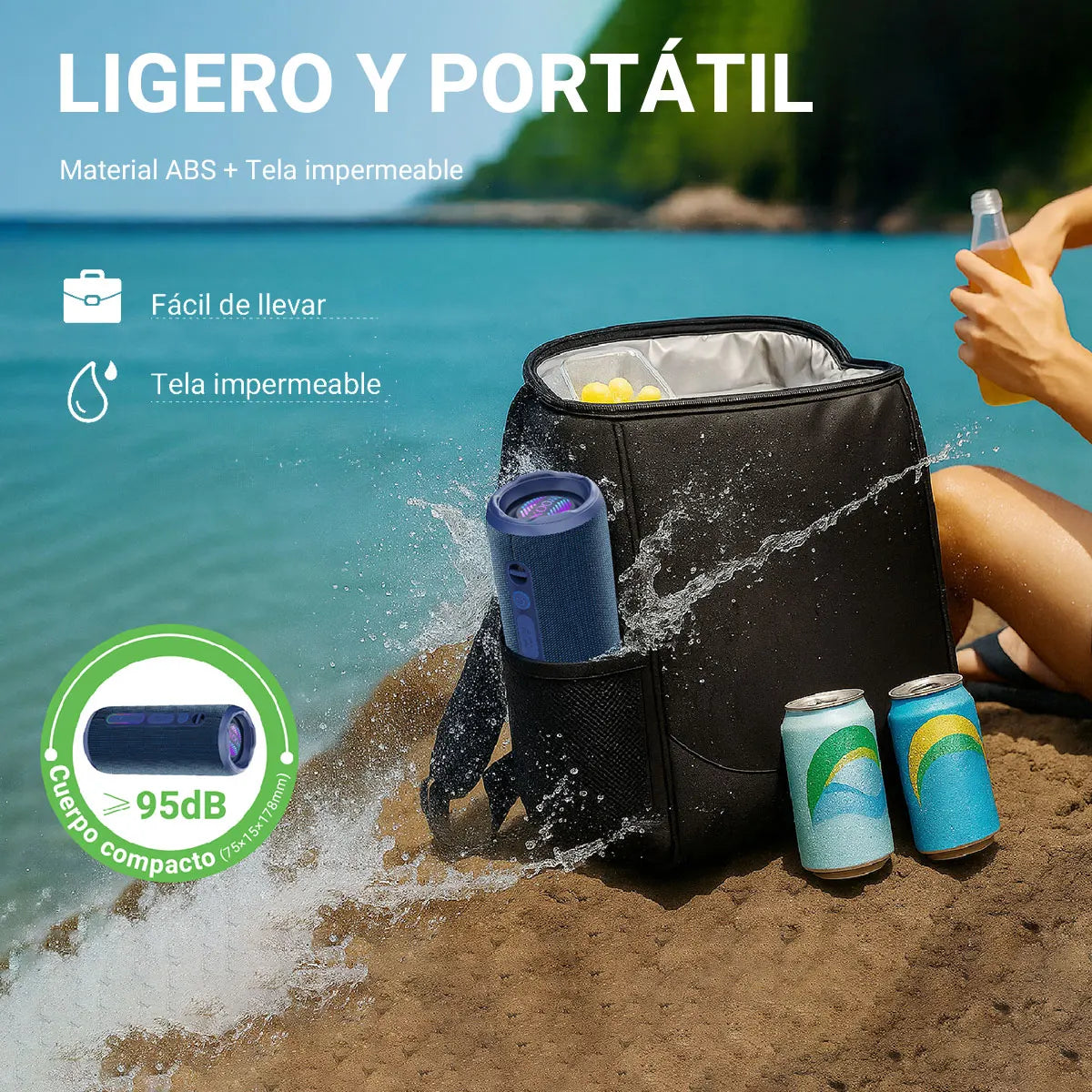 Altavoz Bluetooth 5.3 Portátil Impermeable IPX7 – Sonido Estéreo y Bass Potente | WOOX