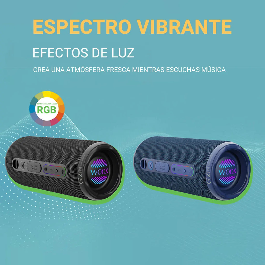 Altavoz Bluetooth 5.3 Portátil Impermeable IPX7 – Sonido Estéreo y Bass Potente | WOOX