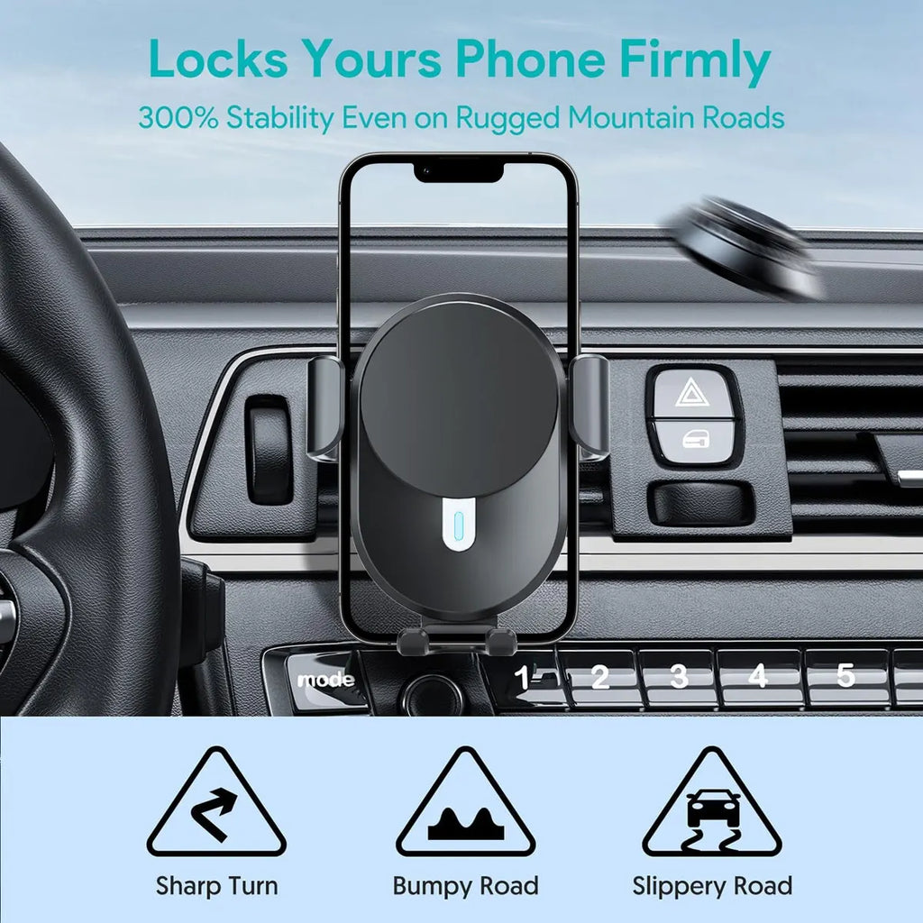 Soporte de Coche con Carga Inalámbrica para Celular – Rotación 360° | WOOX