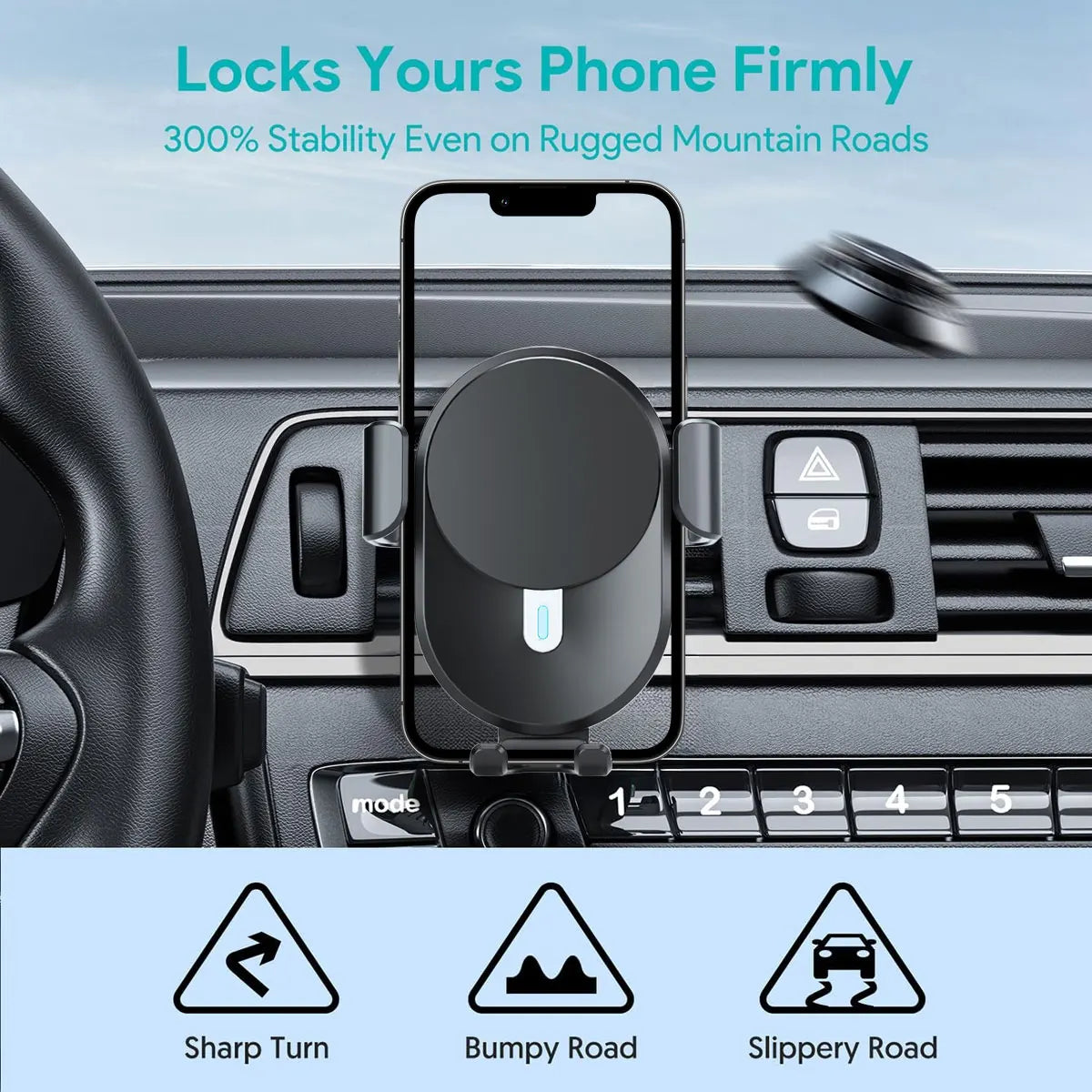 Soporte de Coche con Carga Inalámbrica para Celular – Rotación 360° | WOOX