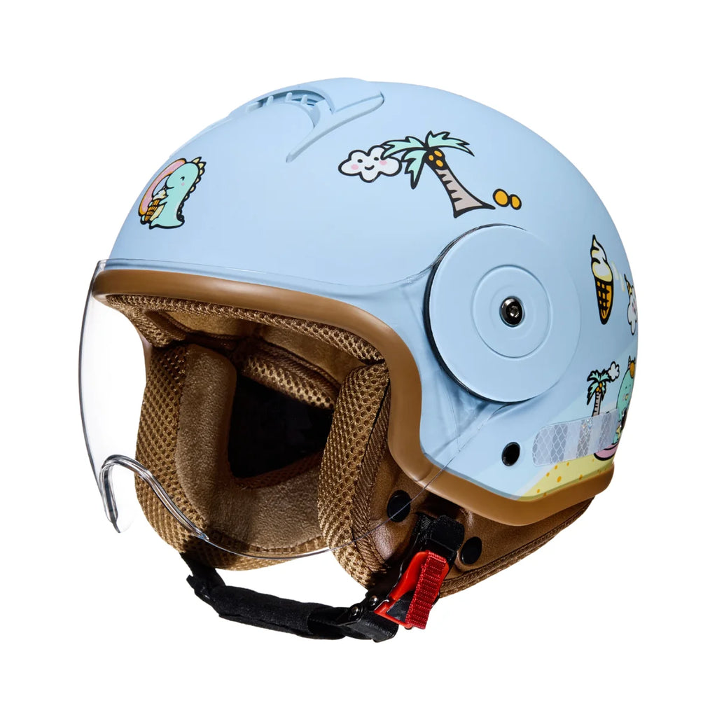 Casco Abierto Infantil para Moto y Motoneta DINOSAURIO