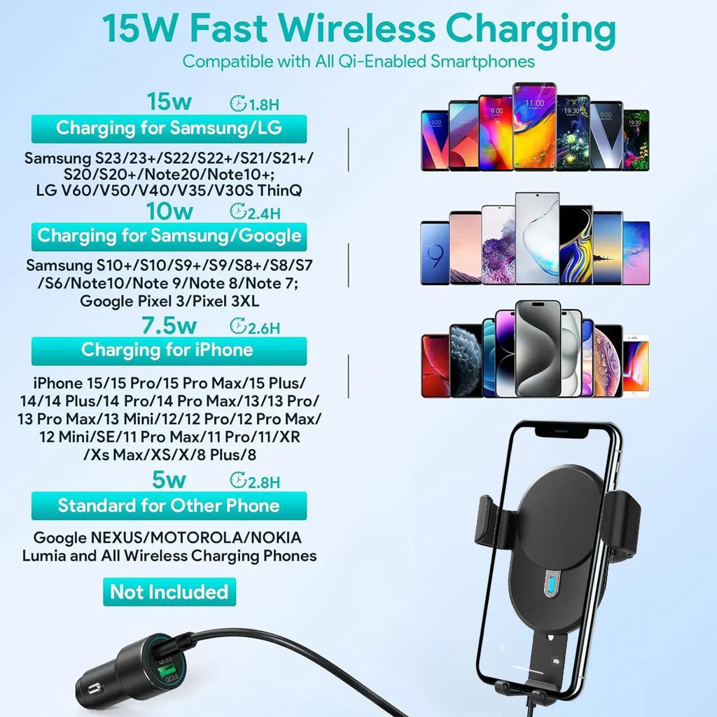 Soporte de Coche con Carga Inalámbrica para Celular – Rotación 360° | WOOX