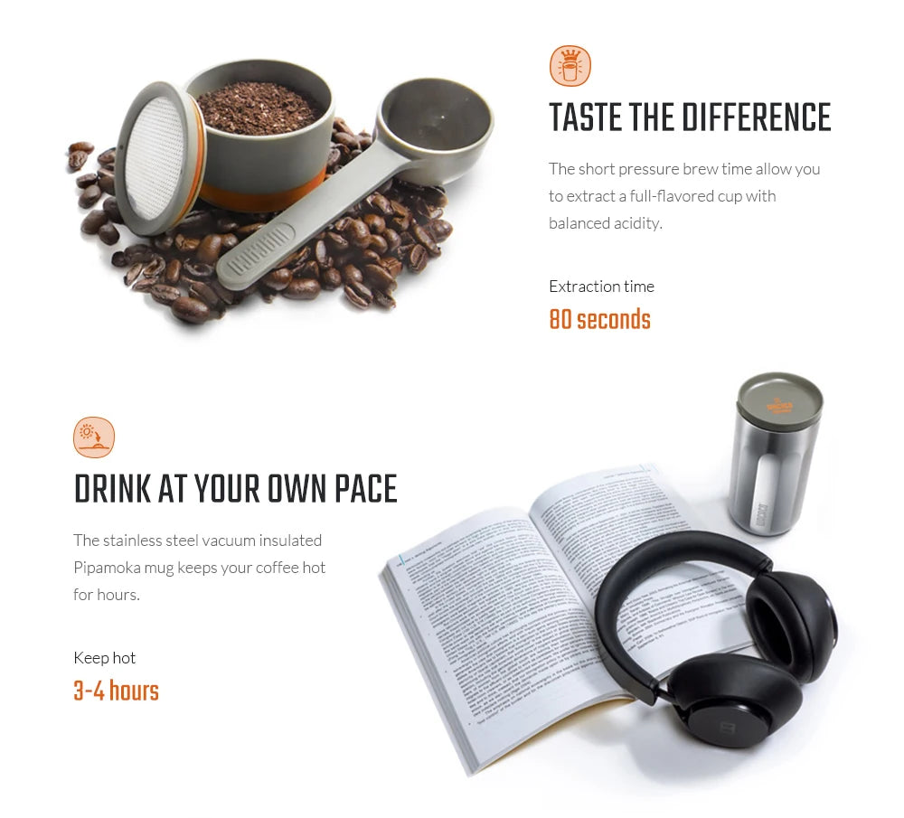 Cafetera Portátil WACACO Pipamoka - Presión al Vacío