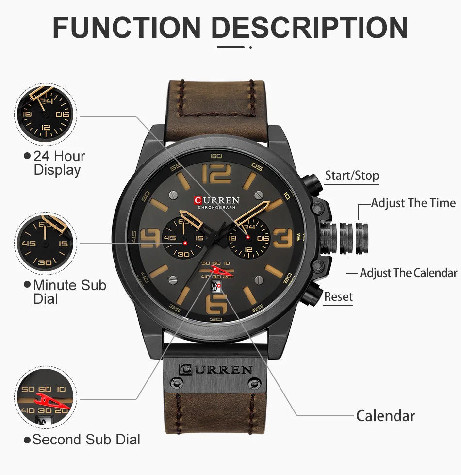 Reloj CURREN 8314 para hombre con logo de la marca, reloj masculino deportivo para uso diario, resistente al agua