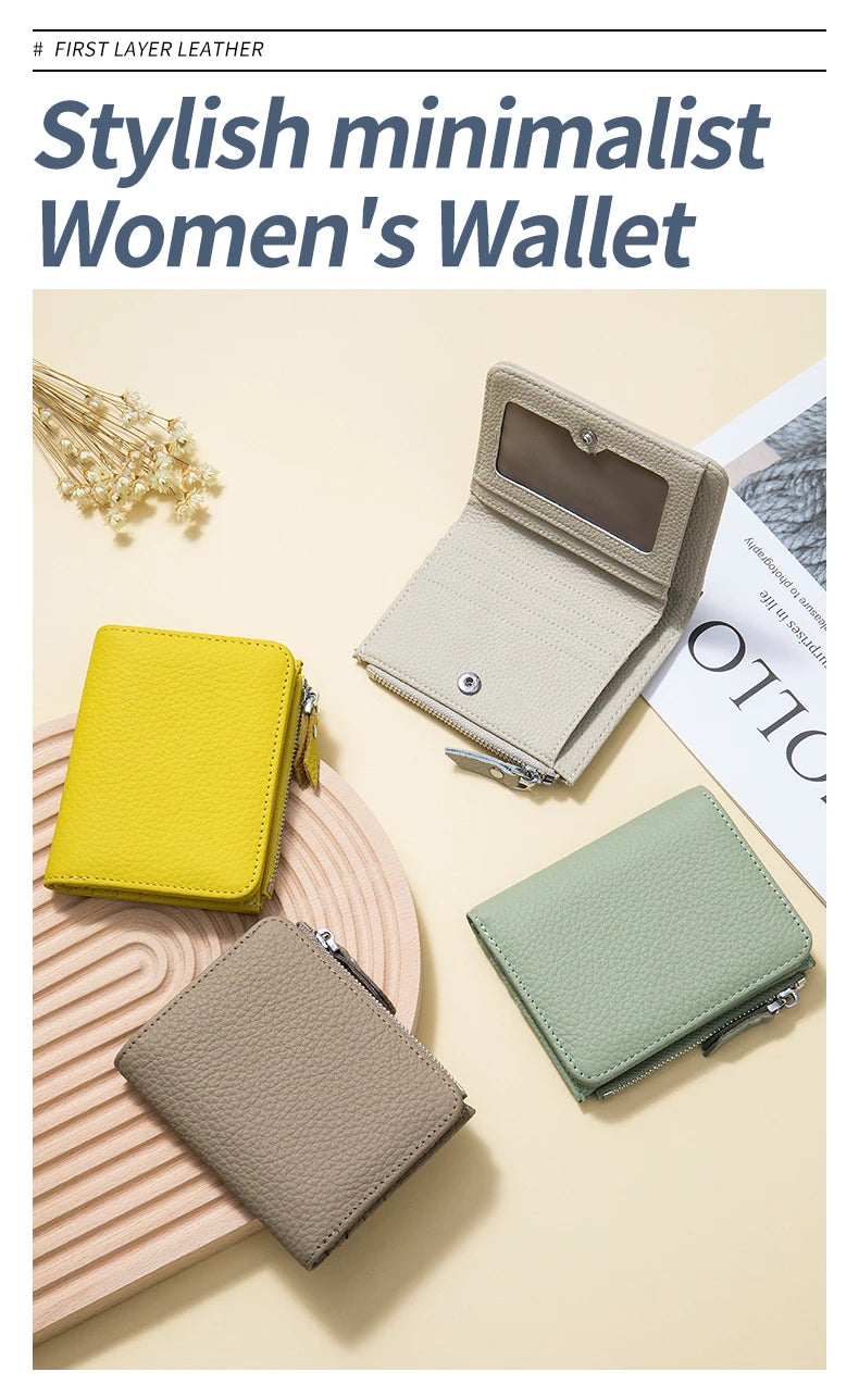 Cartera Corta Cuero Genuino - Estilo Japonés RFID