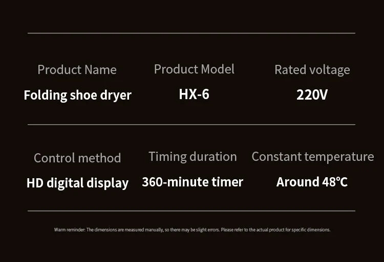 Secador de Zapatos Portátil Plegable - 180W