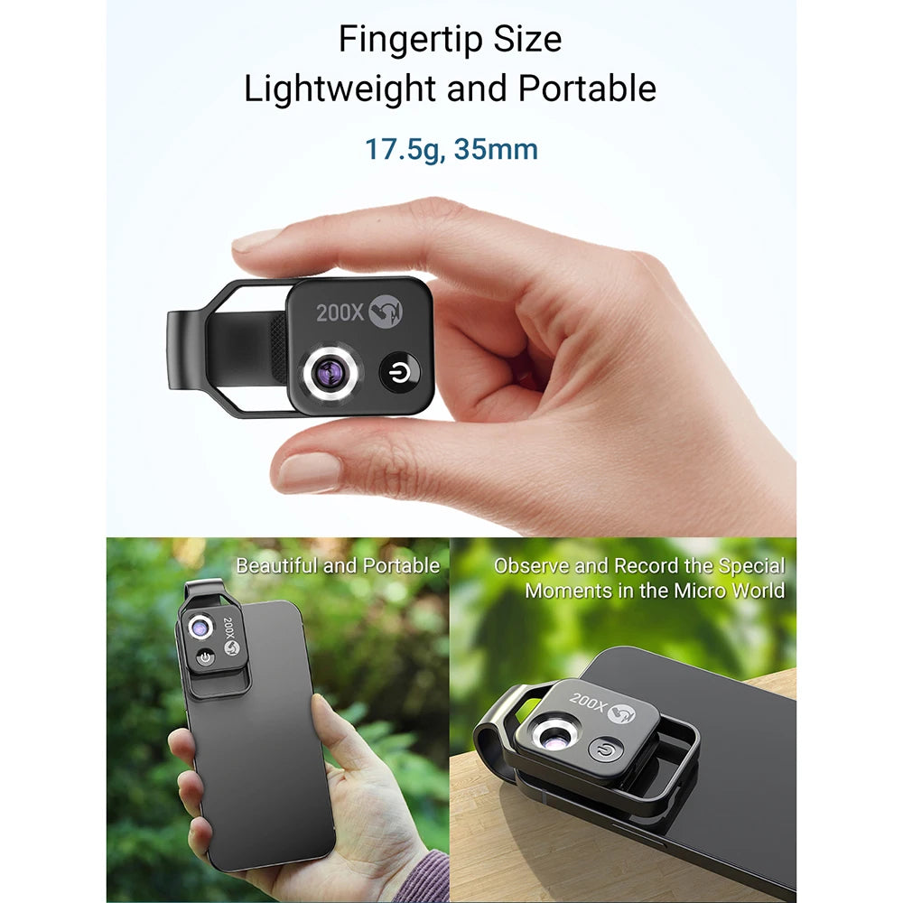 Lente Microscopio para Teléfono 100X/200X con Clip