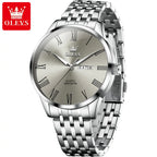 Reloj OLEVS de acero inoxidable para hombre, estilo empresarial minimalista, de lujo,