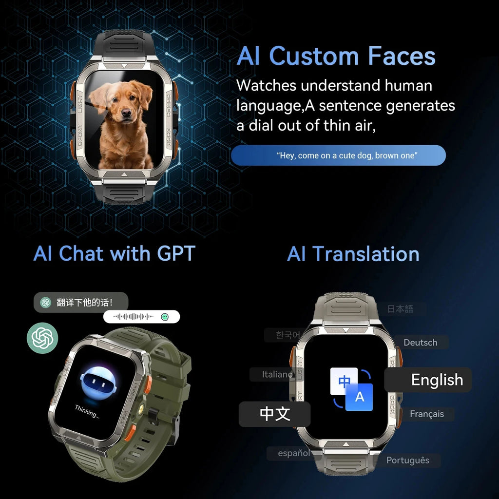 Reloj inteligente Blackview W80 Pro con pantalla de 1,91" y linterna LED para hombre