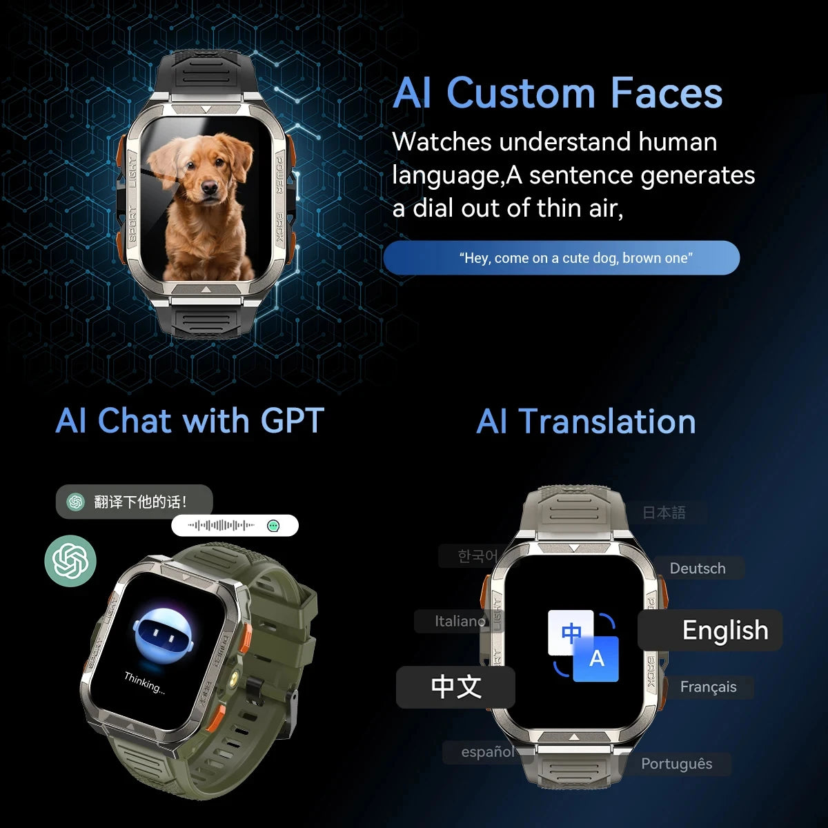 Reloj inteligente Blackview W80 Pro con pantalla de 1,91" y linterna LED para hombre