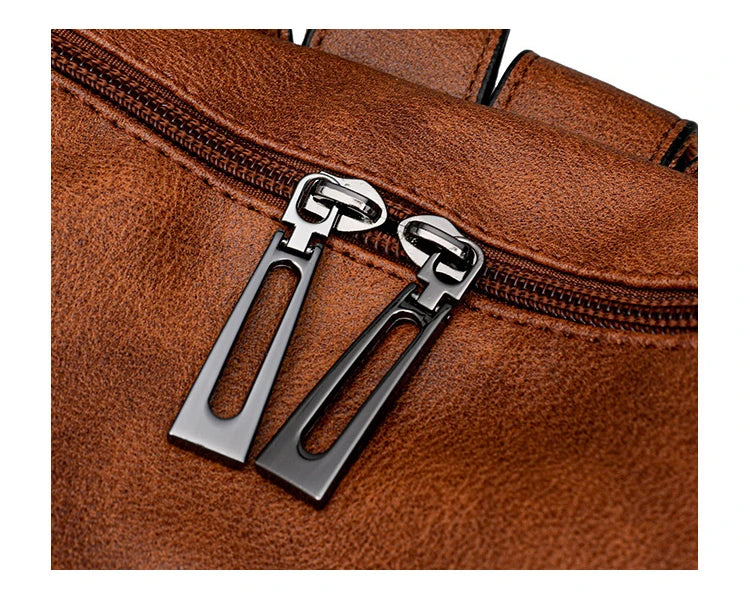 Mochila Retro Impermeable PU - Antirrobo Mujer