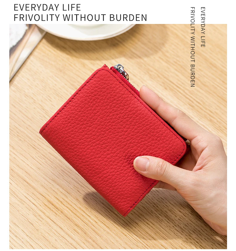 Cartera Corta Cuero Genuino - Estilo Japonés RFID