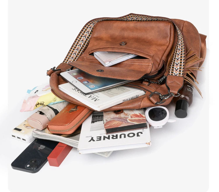 Mochila Retro Impermeable PU - Antirrobo Mujer