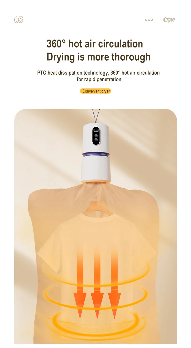 Secadora Portátil Mini de Viaje - Calentamiento PTC