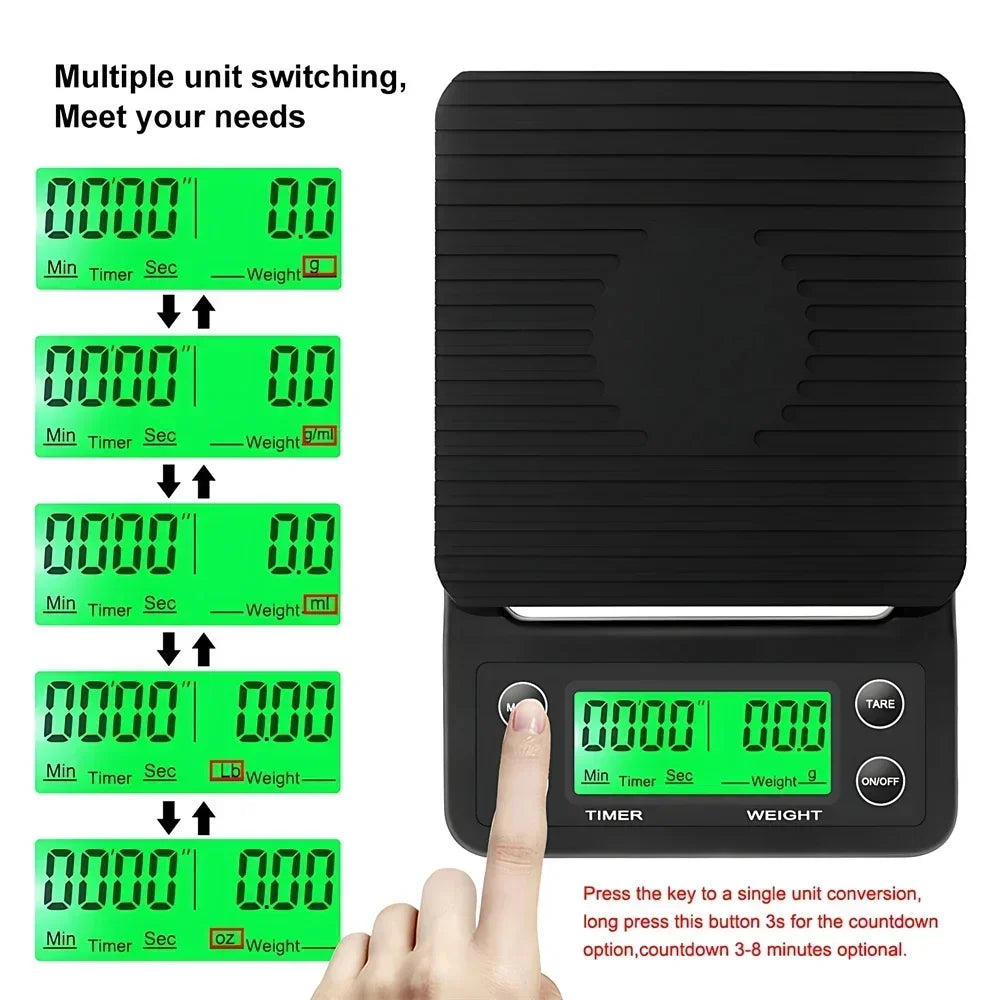 Báscula Digital Multifunción para Café con Temporizador