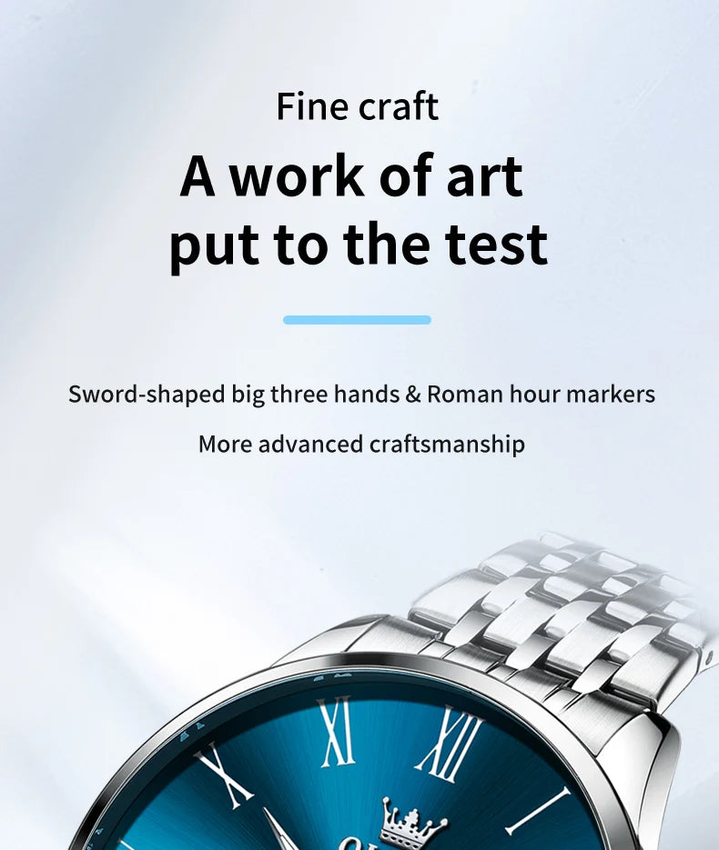 Reloj OLEVS de acero inoxidable para hombre, estilo empresarial minimalista, de lujo,