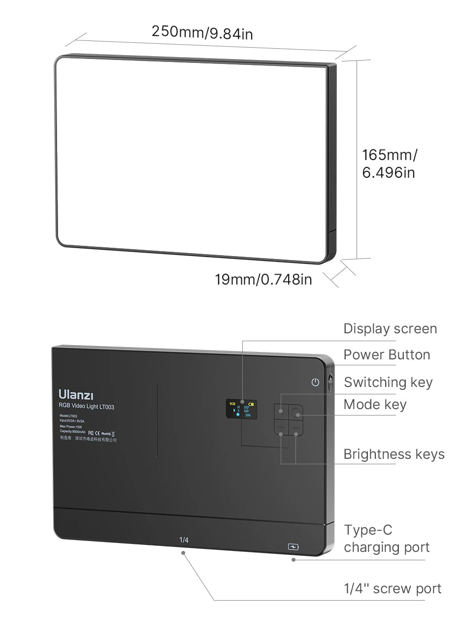 Luz de Video RGB Ulanzi LT003 - Panel 15W