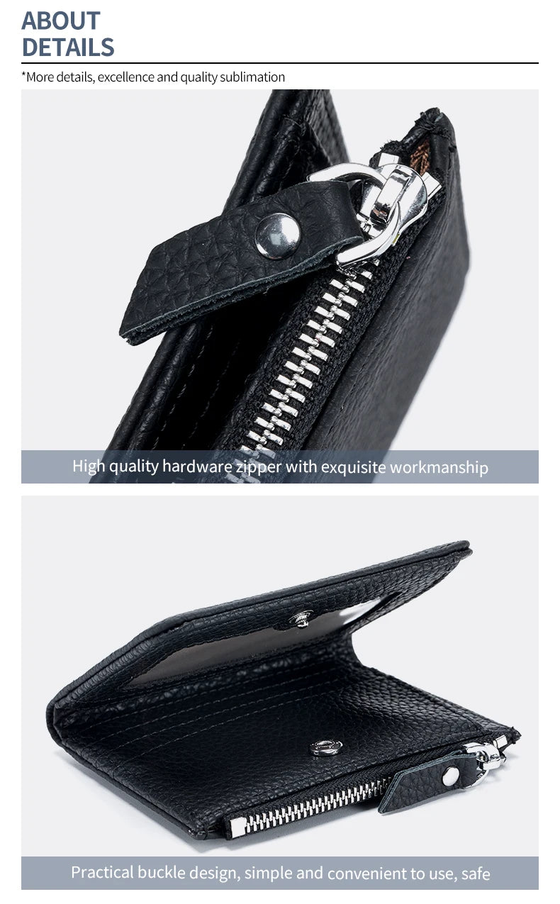 Cartera Corta Cuero Genuino - Estilo Japonés RFID