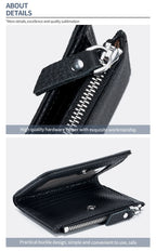 Cartera Corta Cuero Genuino - Estilo Japonés RFID