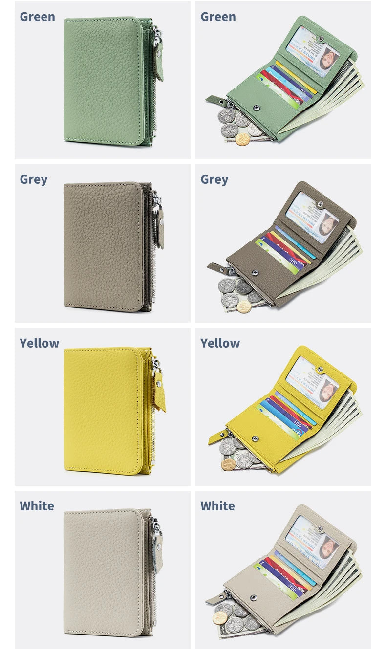 Cartera Corta Cuero Genuino - Estilo Japonés RFID