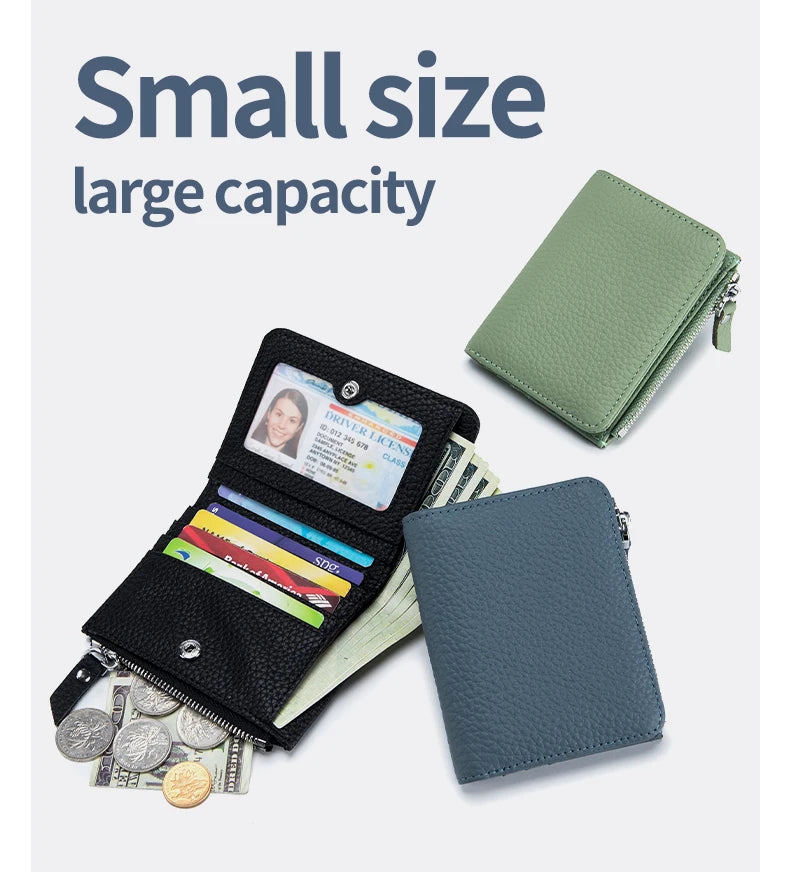 Cartera Corta Cuero Genuino - Estilo Japonés RFID