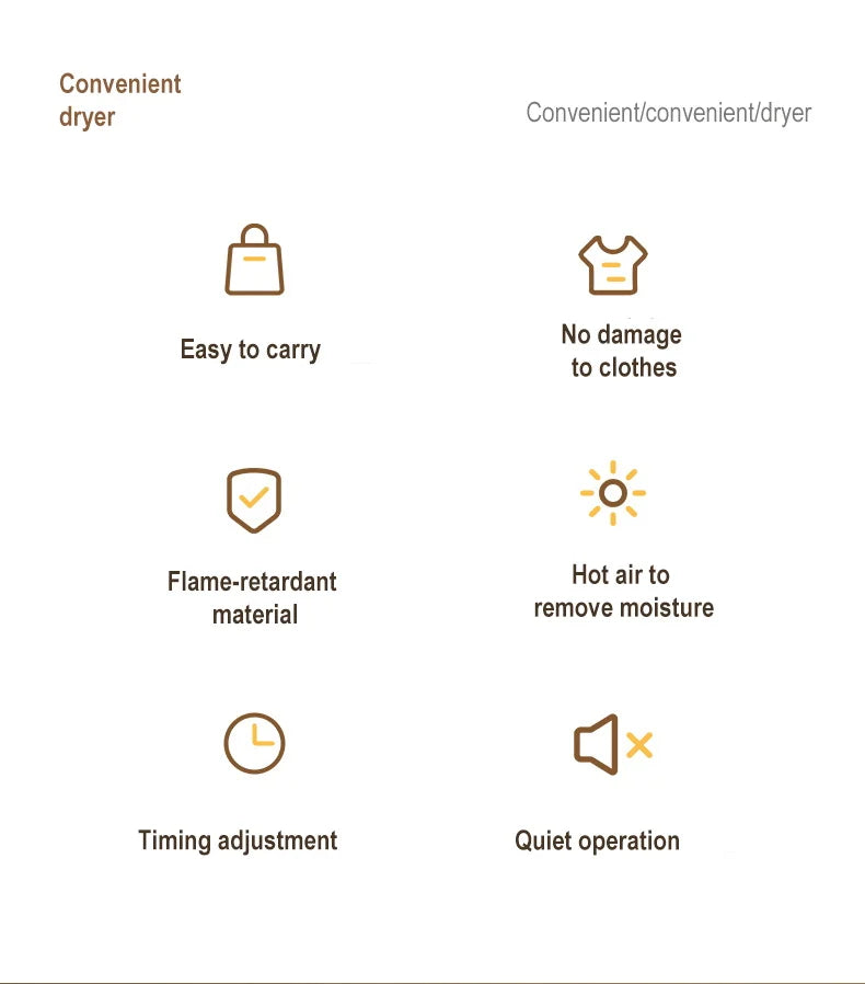 Secadora Portátil Mini de Viaje - Calentamiento PTC