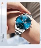 Reloj OLEVS de acero inoxidable para hombre, estilo empresarial minimalista, de lujo,