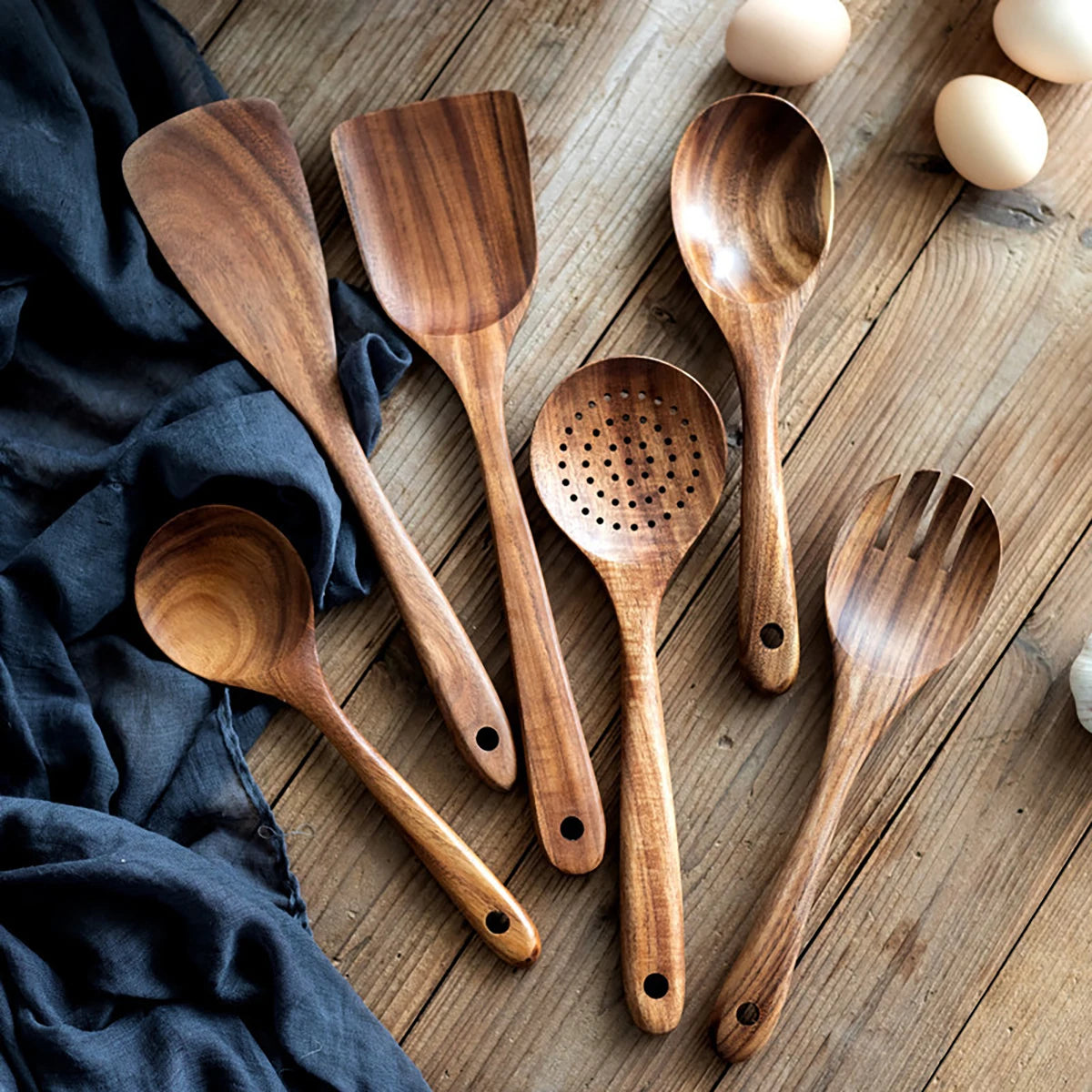 Set de Utensilios de Cocina de Madera - 8 Piezas
