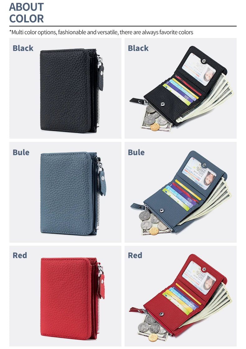 Cartera Corta Cuero Genuino - Estilo Japonés RFID