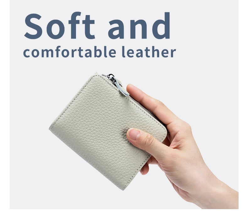 Cartera Corta Cuero Genuino - Estilo Japonés RFID