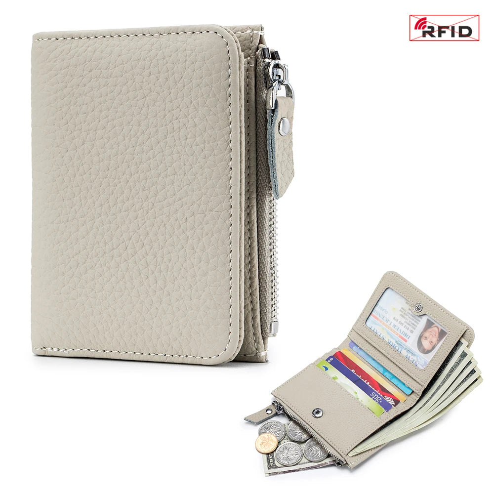 Cartera Corta Cuero Genuino - Estilo Japonés RFID