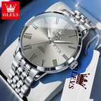 Reloj OLEVS de acero inoxidable para hombre, estilo empresarial minimalista, de lujo,