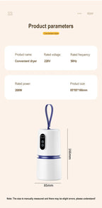 Secadora Portátil Mini de Viaje - Calentamiento PTC