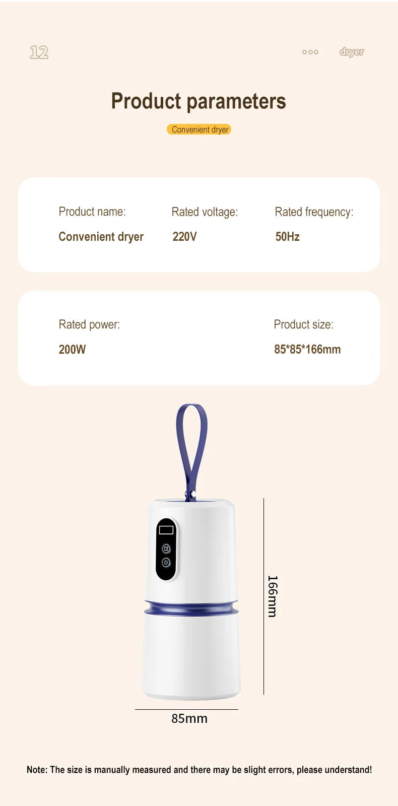Secadora Portátil Mini de Viaje - Calentamiento PTC