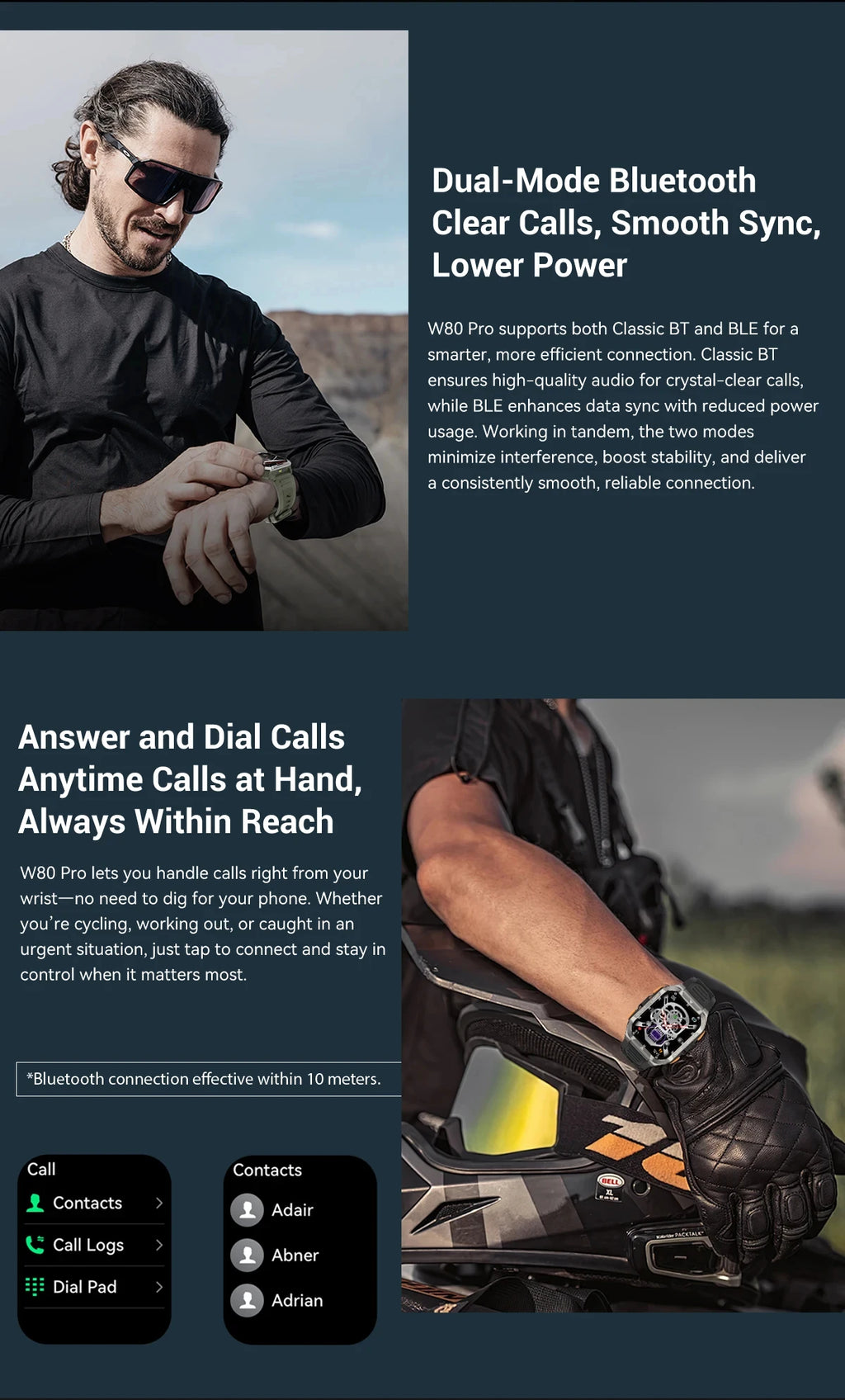 Reloj inteligente Blackview W80 Pro con pantalla de 1,91" y linterna LED para hombre