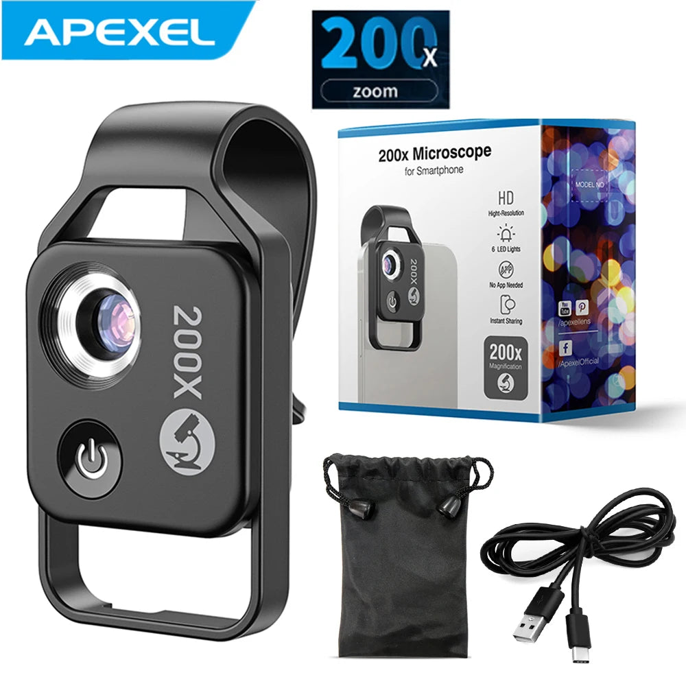 Lente Microscopio para Teléfono 100X/200X con Clip