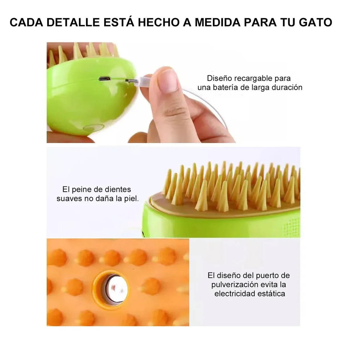 Cepillo Vapor 3 en 1 para Mascotas – Limpieza, Masaje y Depilación | Beauyork