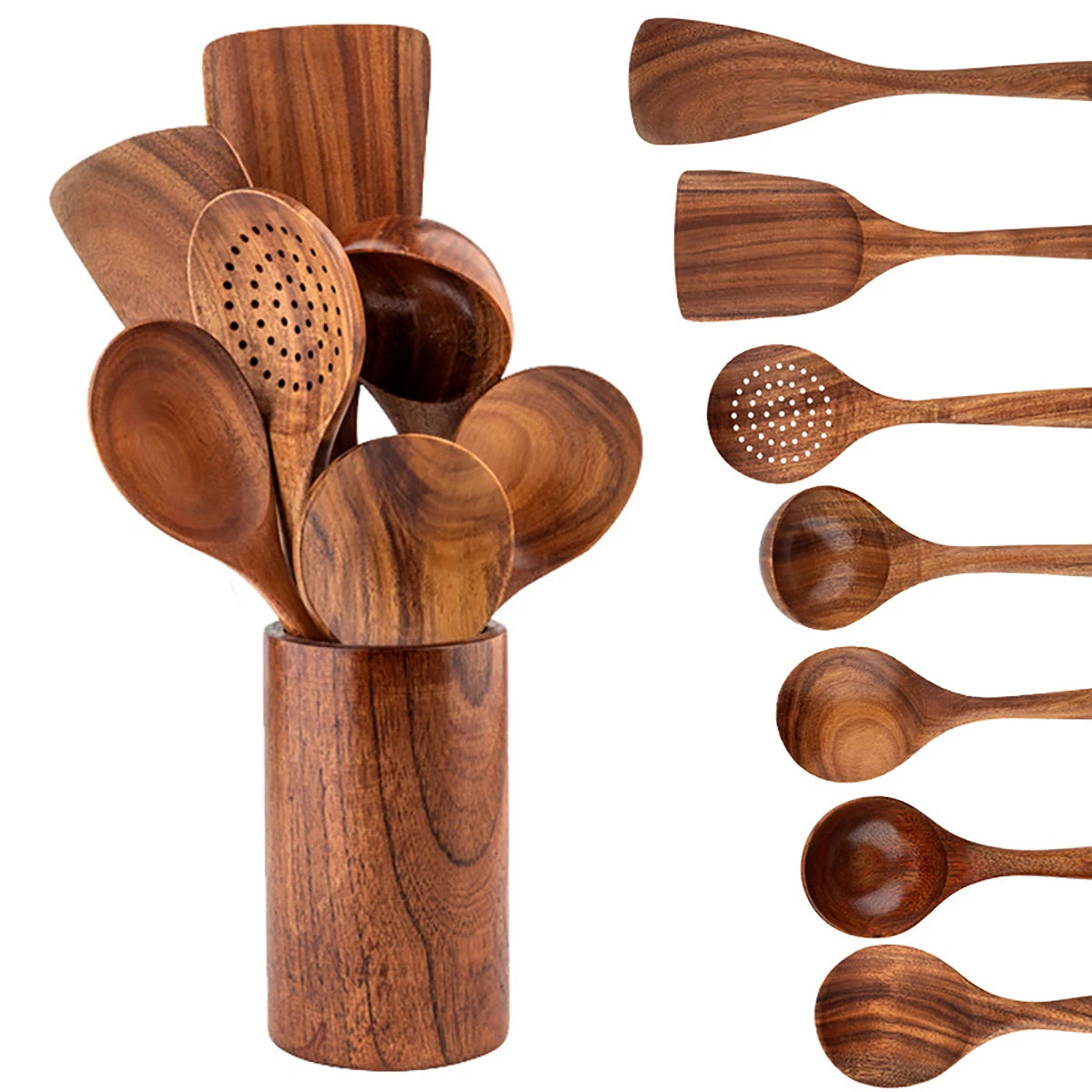 Set de Utensilios de Cocina de Madera - 8 Piezas
