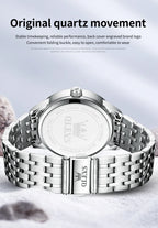 Reloj OLEVS de acero inoxidable para hombre, estilo empresarial minimalista, de lujo,