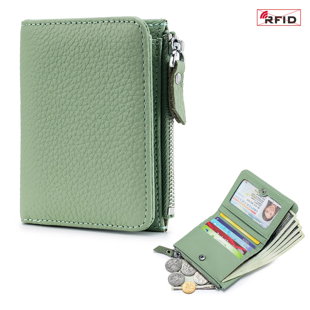 Cartera Corta Cuero Genuino - Estilo Japonés RFID
