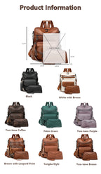 Mochila Retro Impermeable PU - Antirrobo Mujer