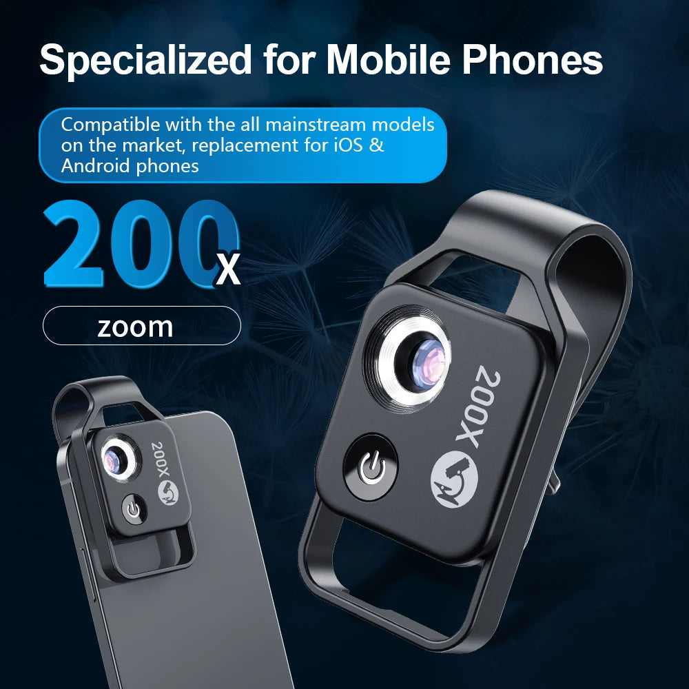 Lente Microscopio para Teléfono 100X/200X con Clip