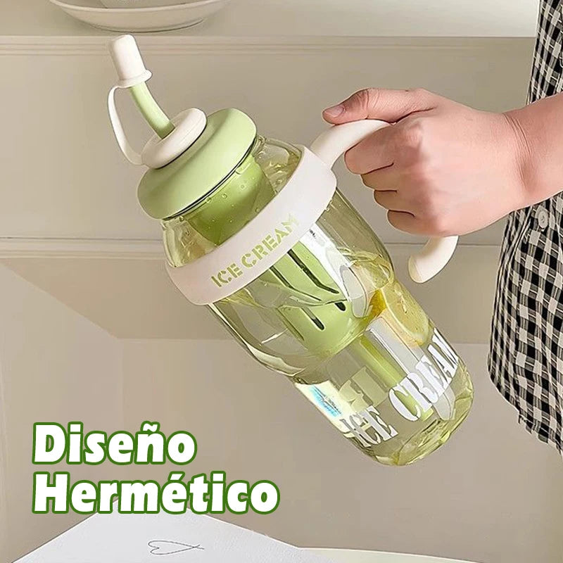 Vaso Reutilizable Grande con Asa y Pajita 1300 ml – IRUIBO