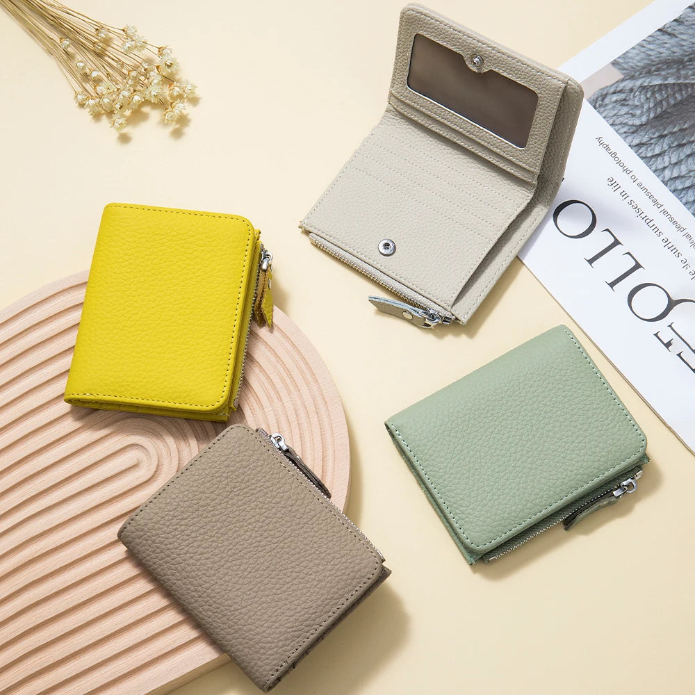 Cartera Corta Cuero Genuino - Estilo Japonés RFID